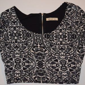 Arden B. Black and White Pattered Crop Top